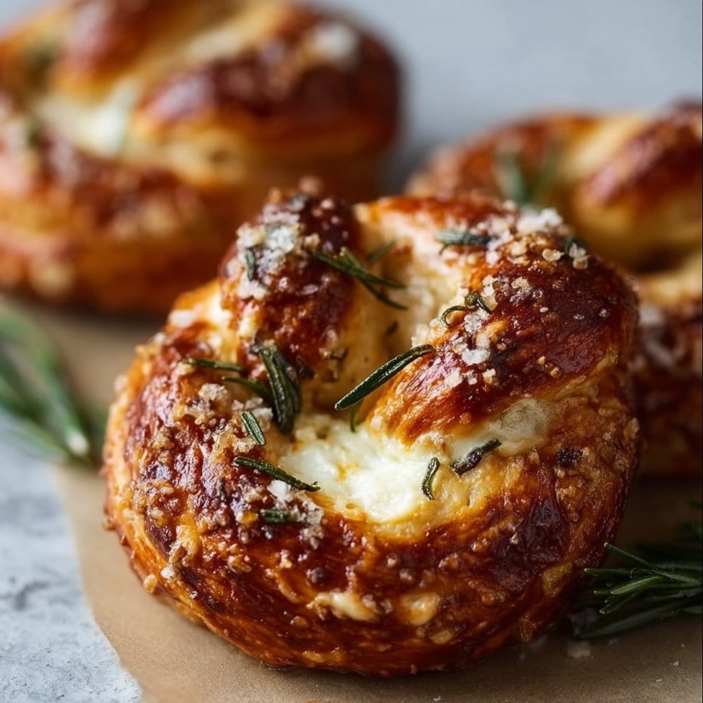 Mozzarella Stuffed Rosemary Parmesan Soft Pretzels 4 Mozzarella Stuffed Rosemary Parmesan Soft Pretzels