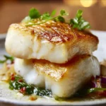 Delicious Chilean Sea Bass fillet cooked with herbs and spices