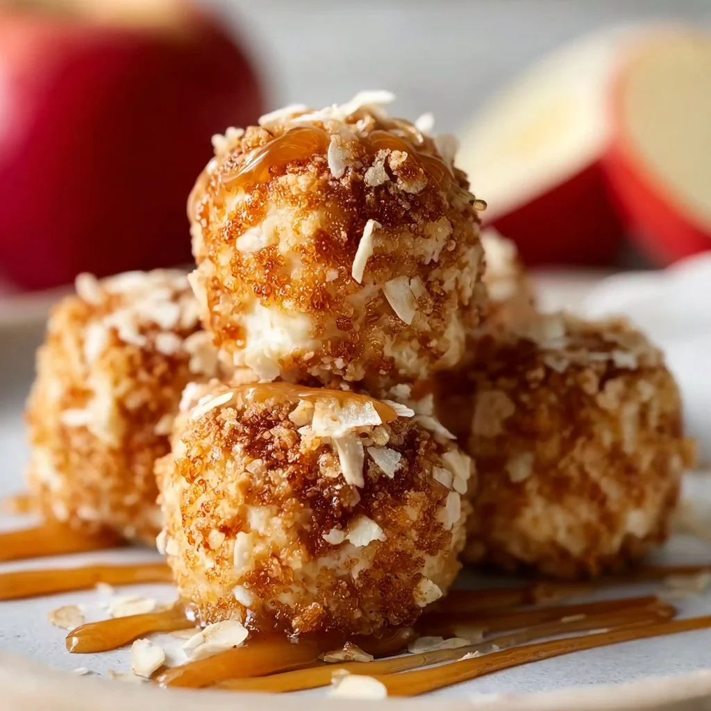 Cinnamon Apple Cottage Cheese Bites served on a plate with a sprinkle of cinnamon.