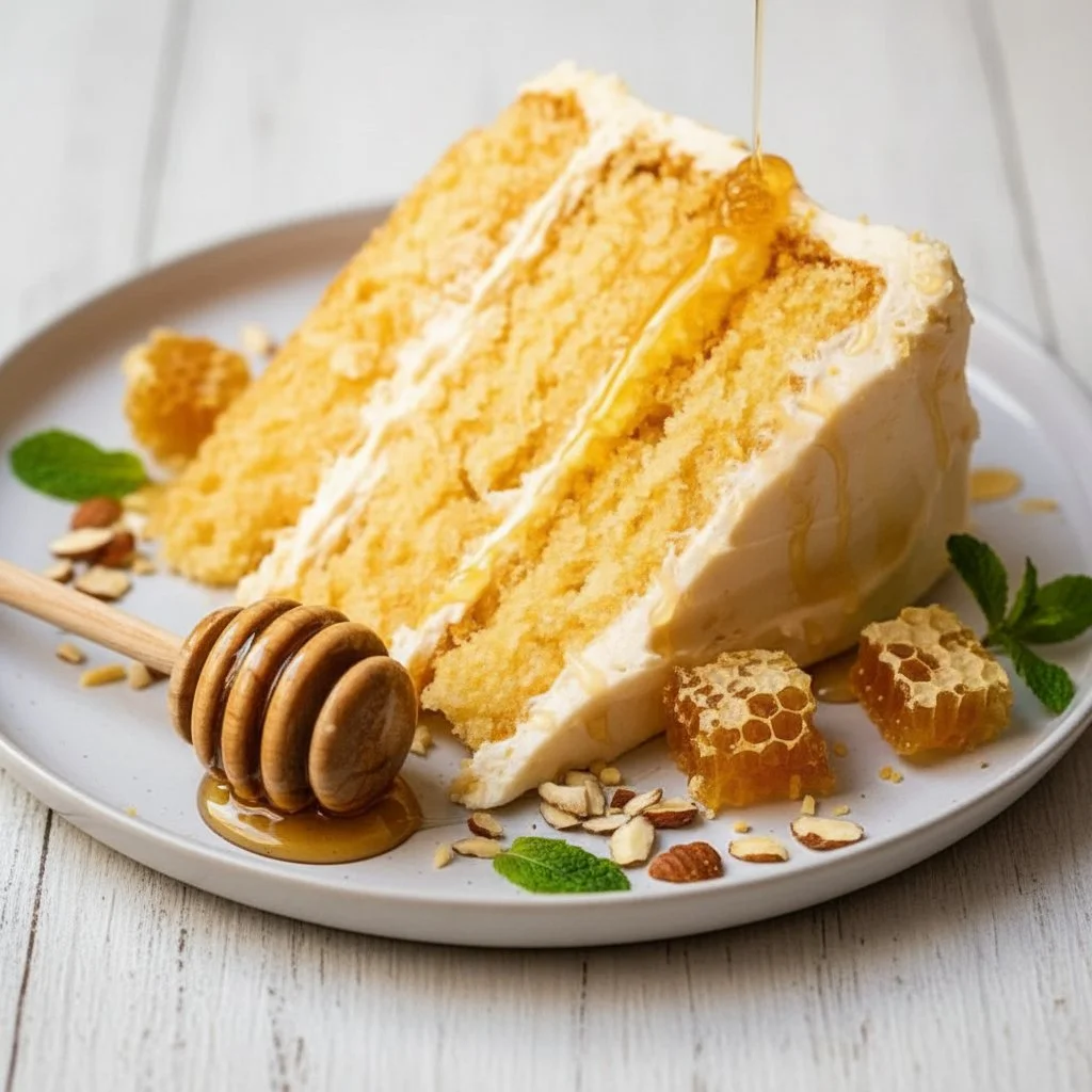 Cornbread Cake with Whipped Honey Buttercream Frosting