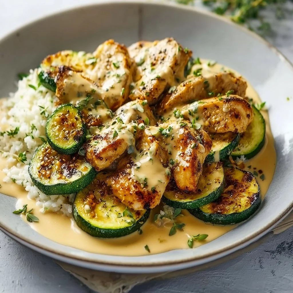 Creamy Lemon Butter Chicken with Crispy Zucchini Delight