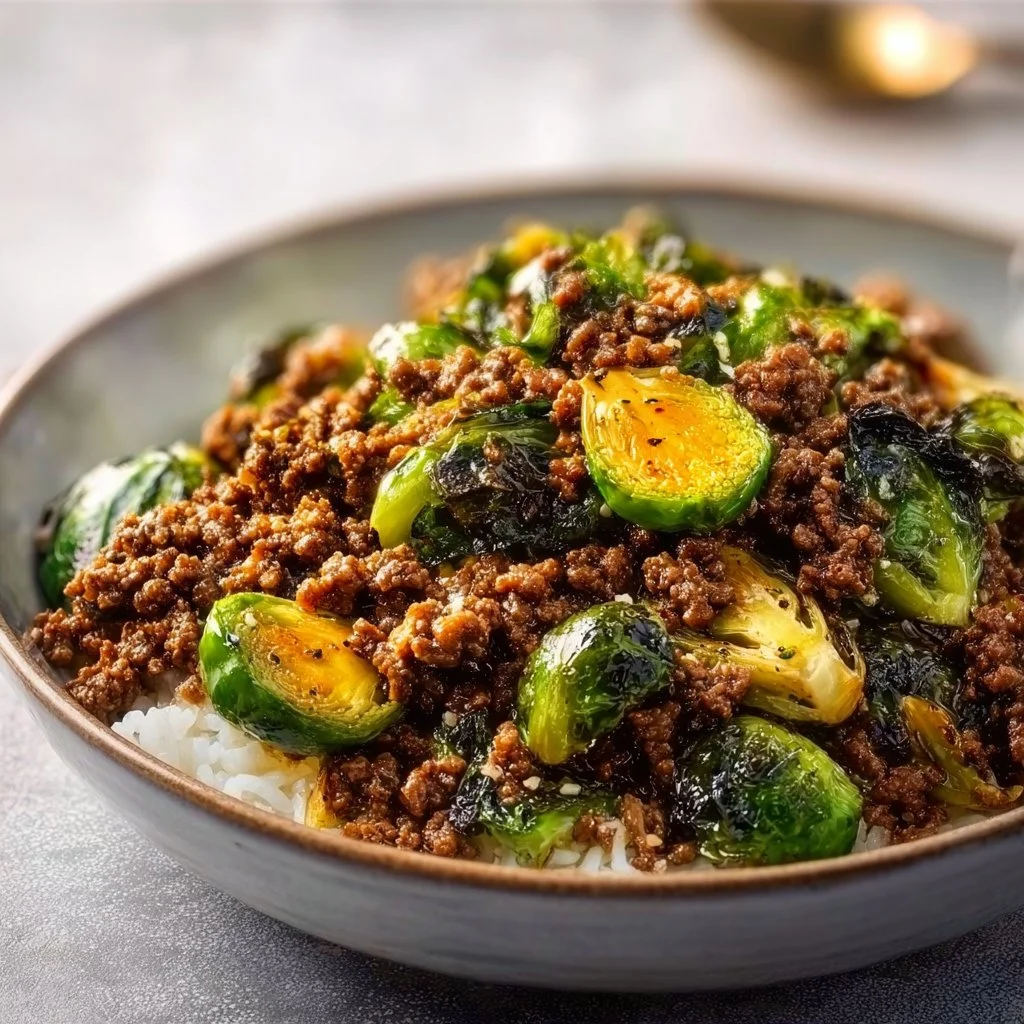 Ground Beef and Brussels Sprouts