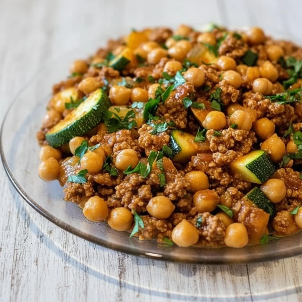 Ground Turkey Zucchini Chickpea Skillet