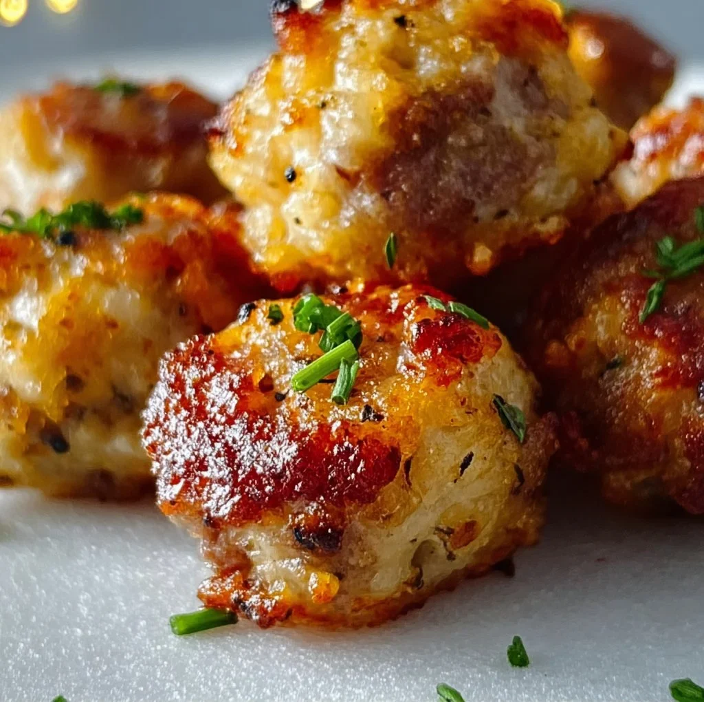 Plate of crispy hashbrown sausage bites served as a delicious snack.