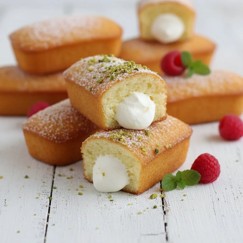 Delicious homemade Twinkies filled with creamy filling, perfect for dessert lovers.