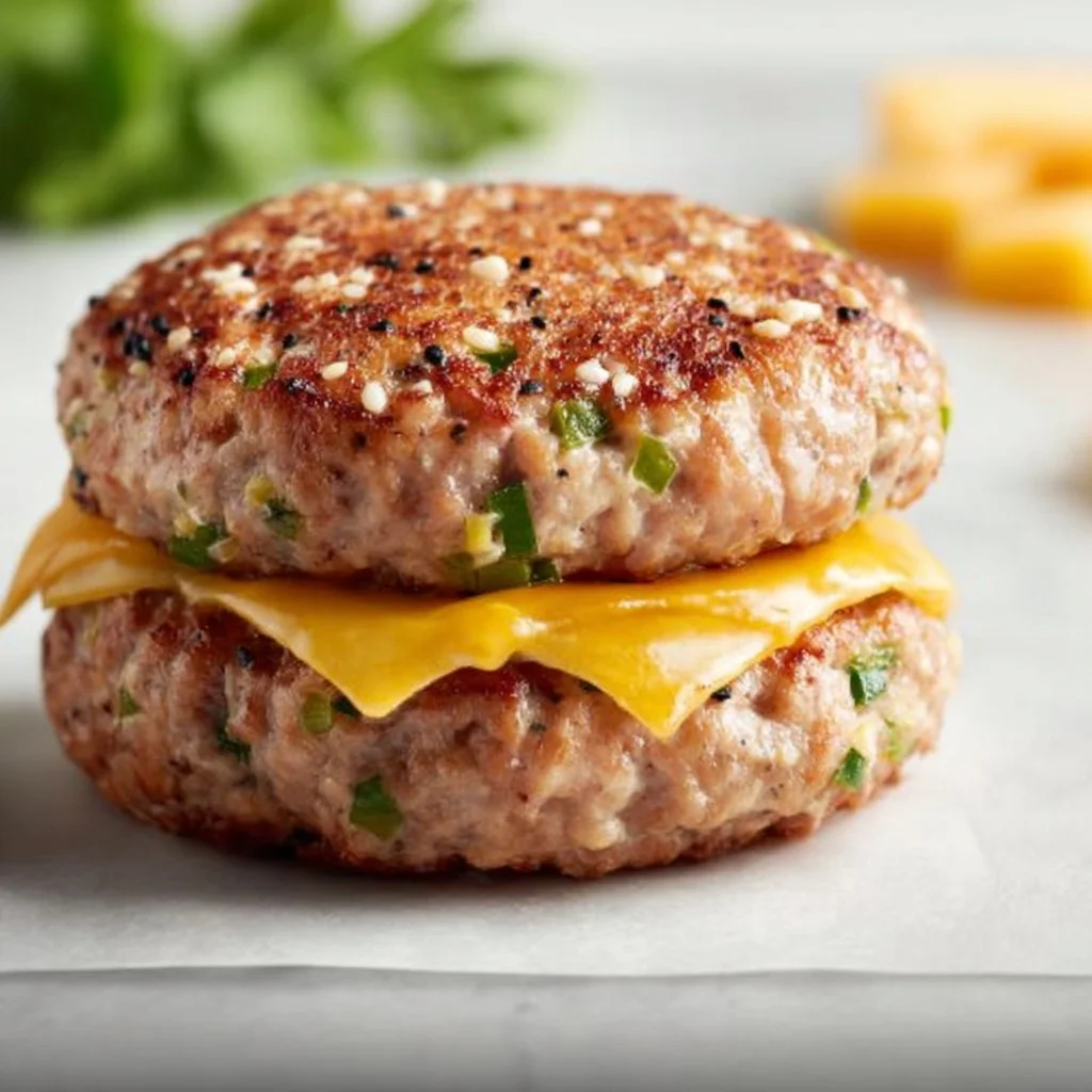 Jalapeño Cheddar Turkey Burgers served on a plate with fresh toppings