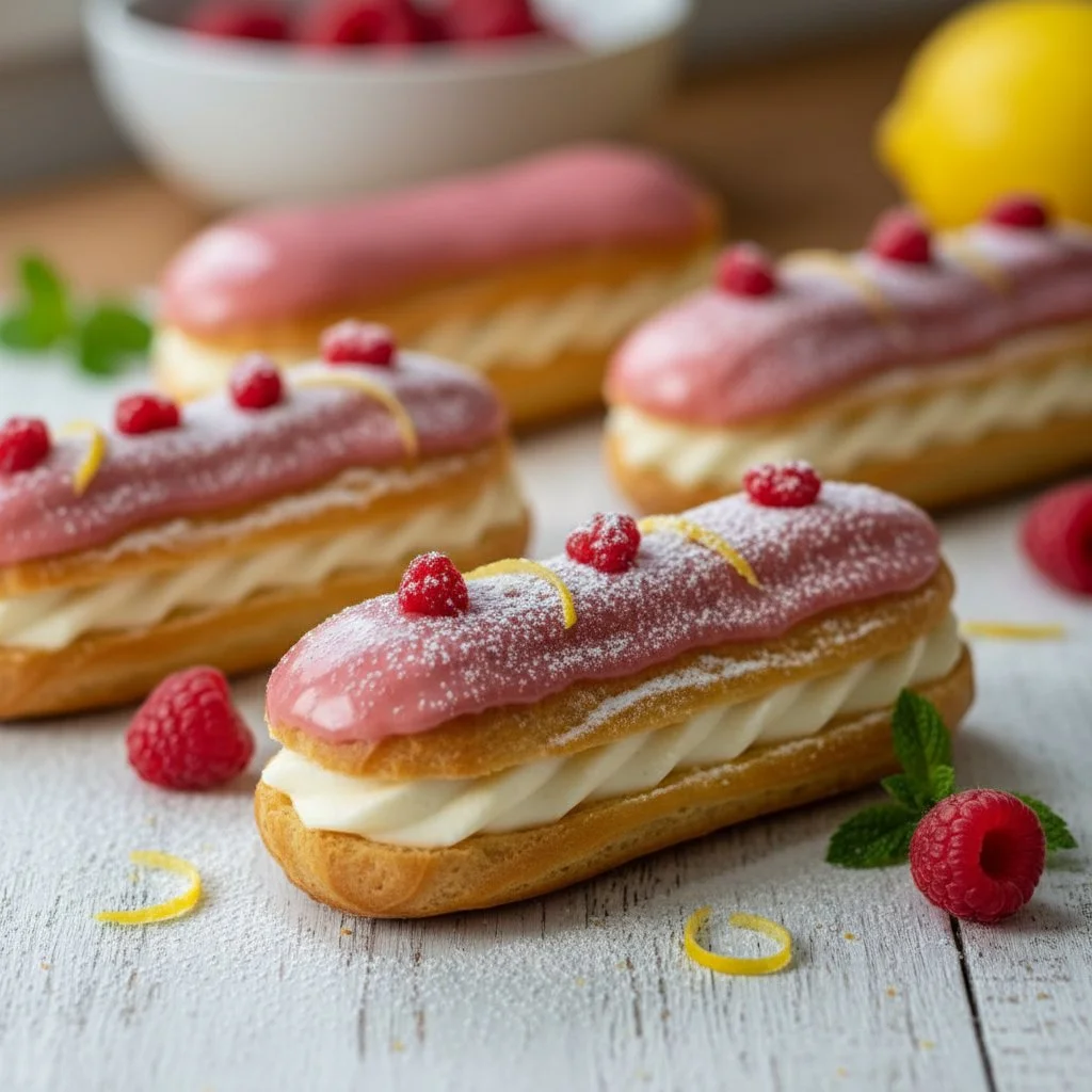 Lemon Raspberry Eclairs