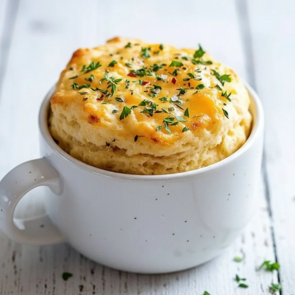 Microwave Cheddar & Herb Biscuit in a Mug