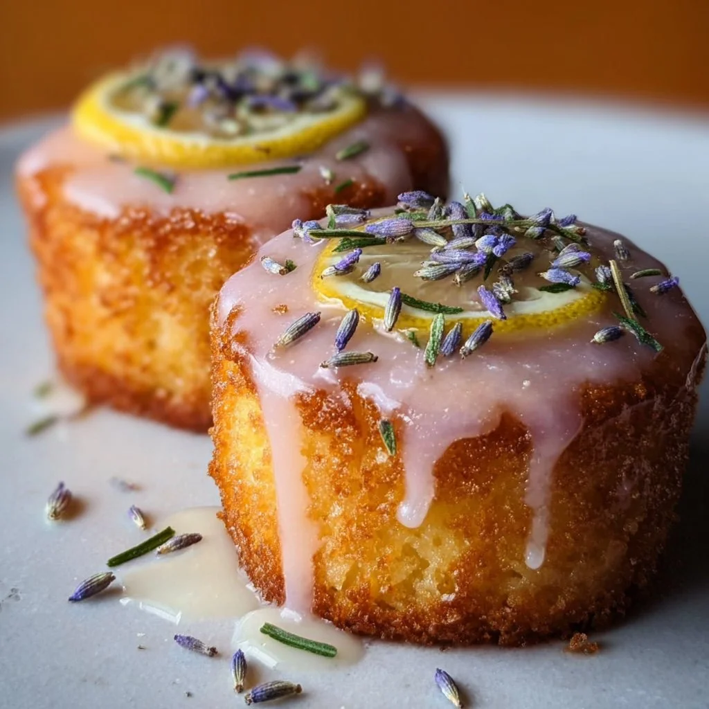 Mini Lemon Cakes With Lavender Glaze 4 Mini Lemon Cakes With Lavender Glaze