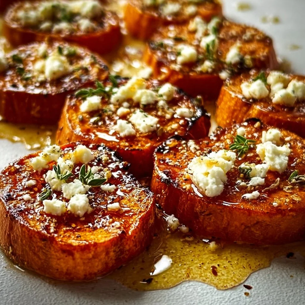 Roasted Sweet Potato Rounds with Honey & Feta