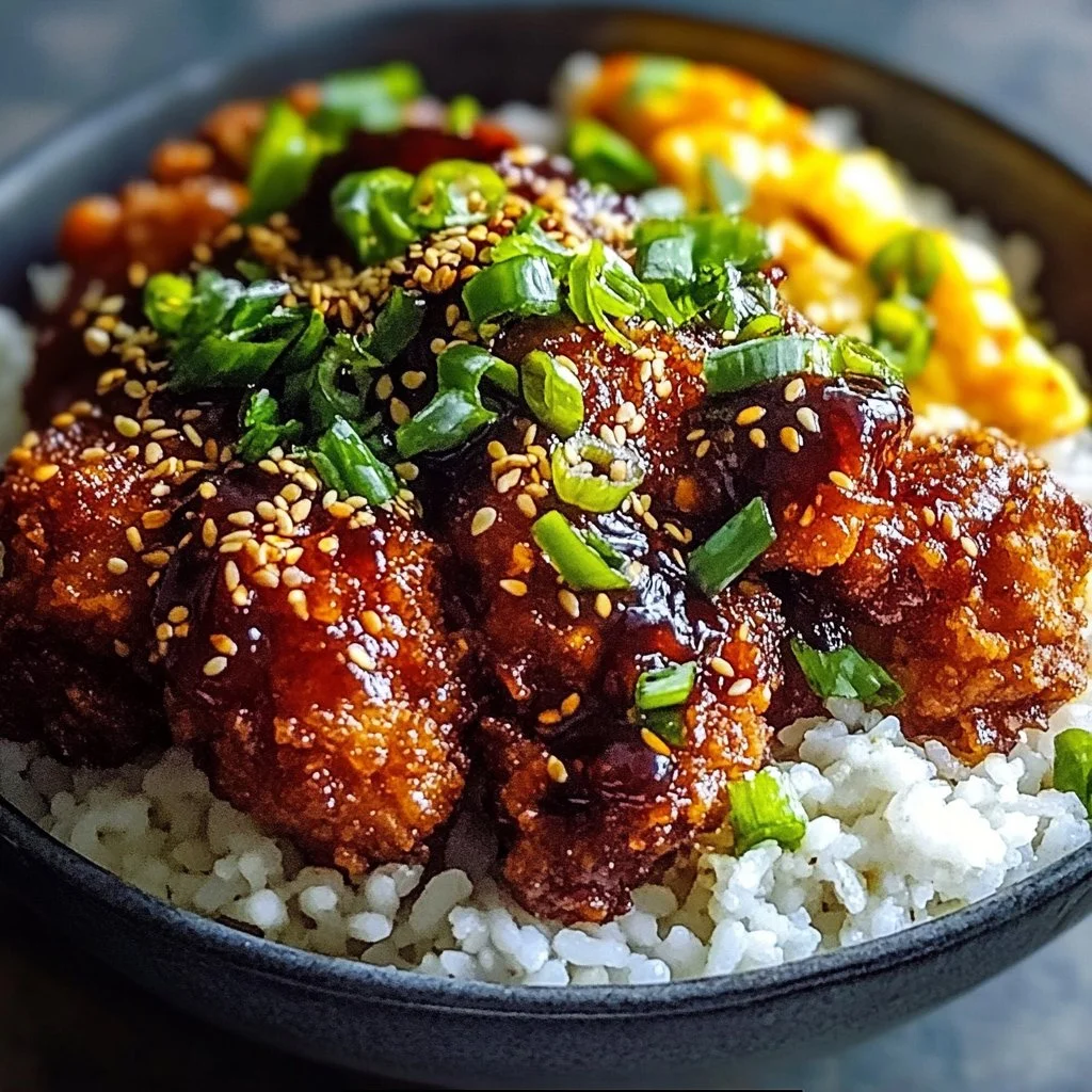 Sticky Korean Fried Chicken and Rice Bowls