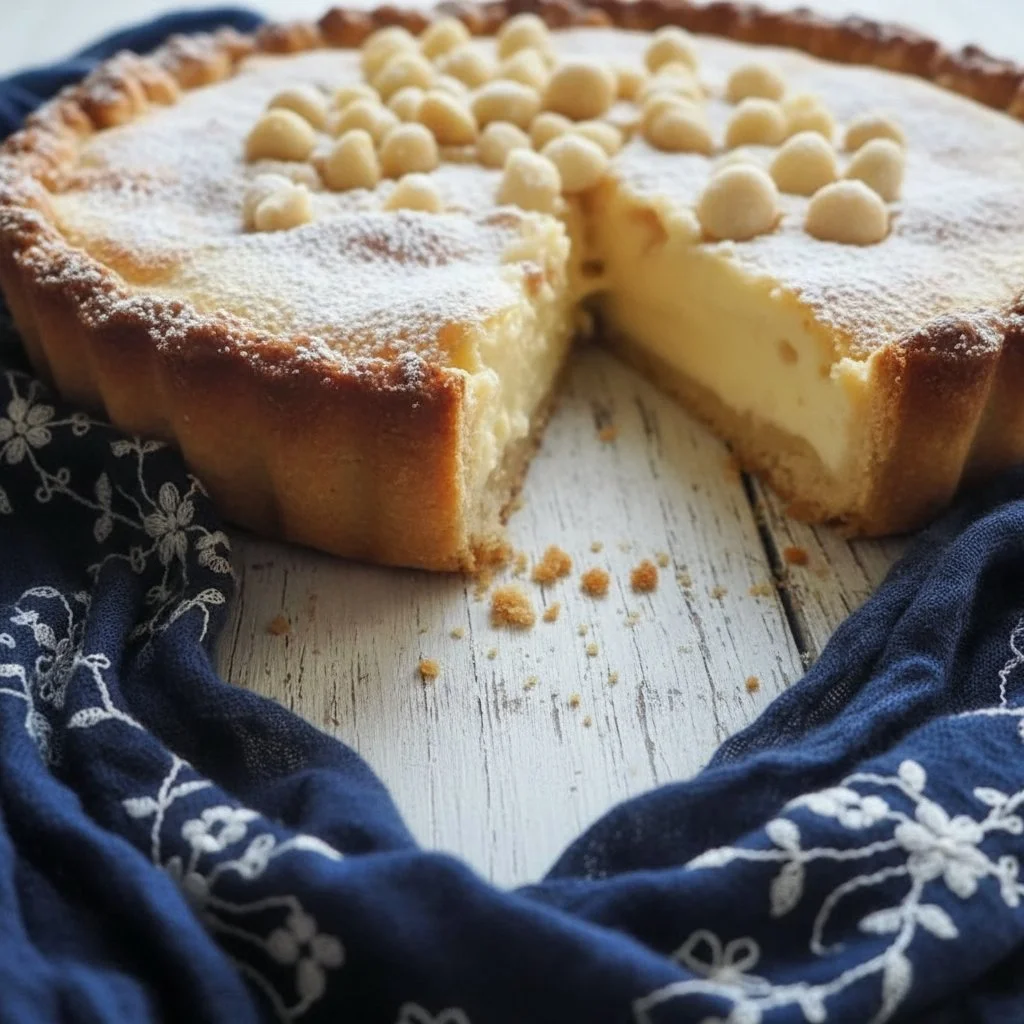 Authentic Italian Grandma's Cake 3 Slice of authentic Italian Grandma's Cake with rich flavors and traditional ingredients.