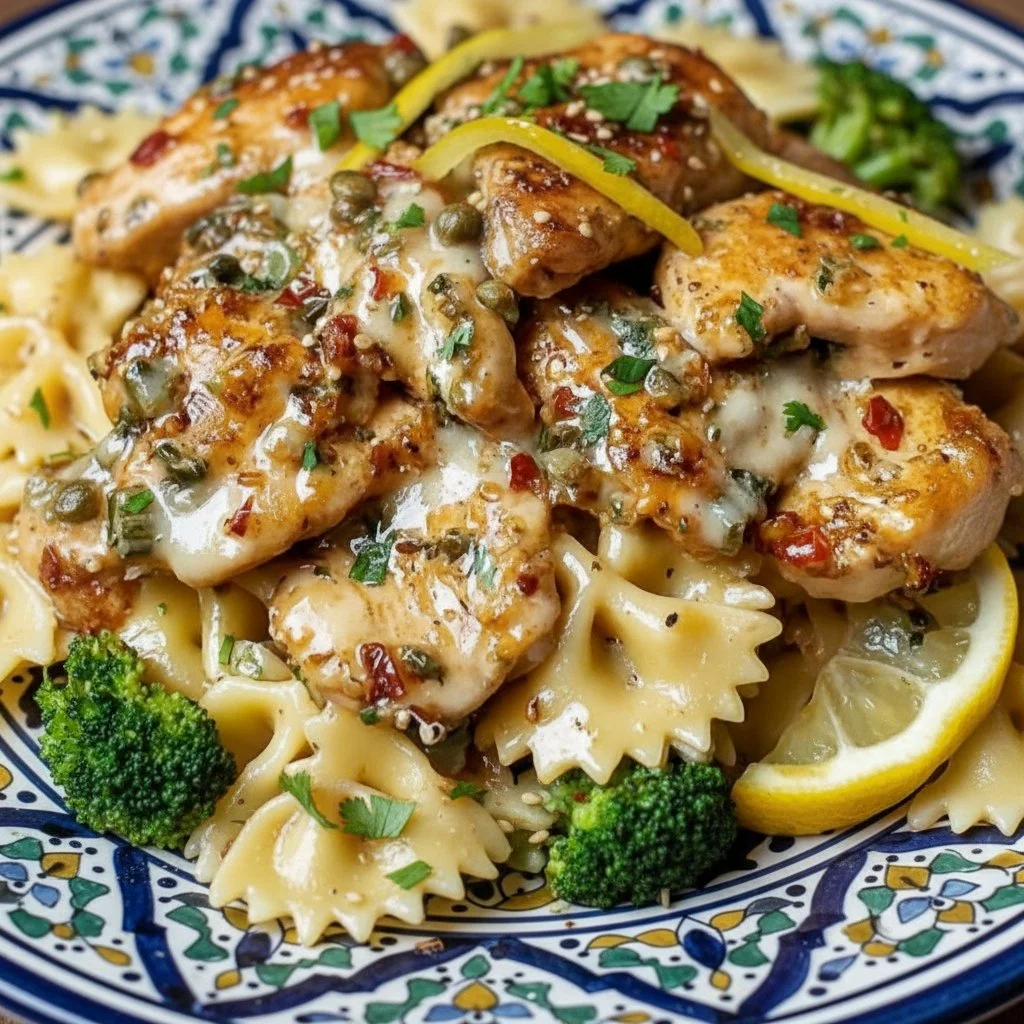 Cowboy Butter Lemon Bowtie Chicken with Broccoli