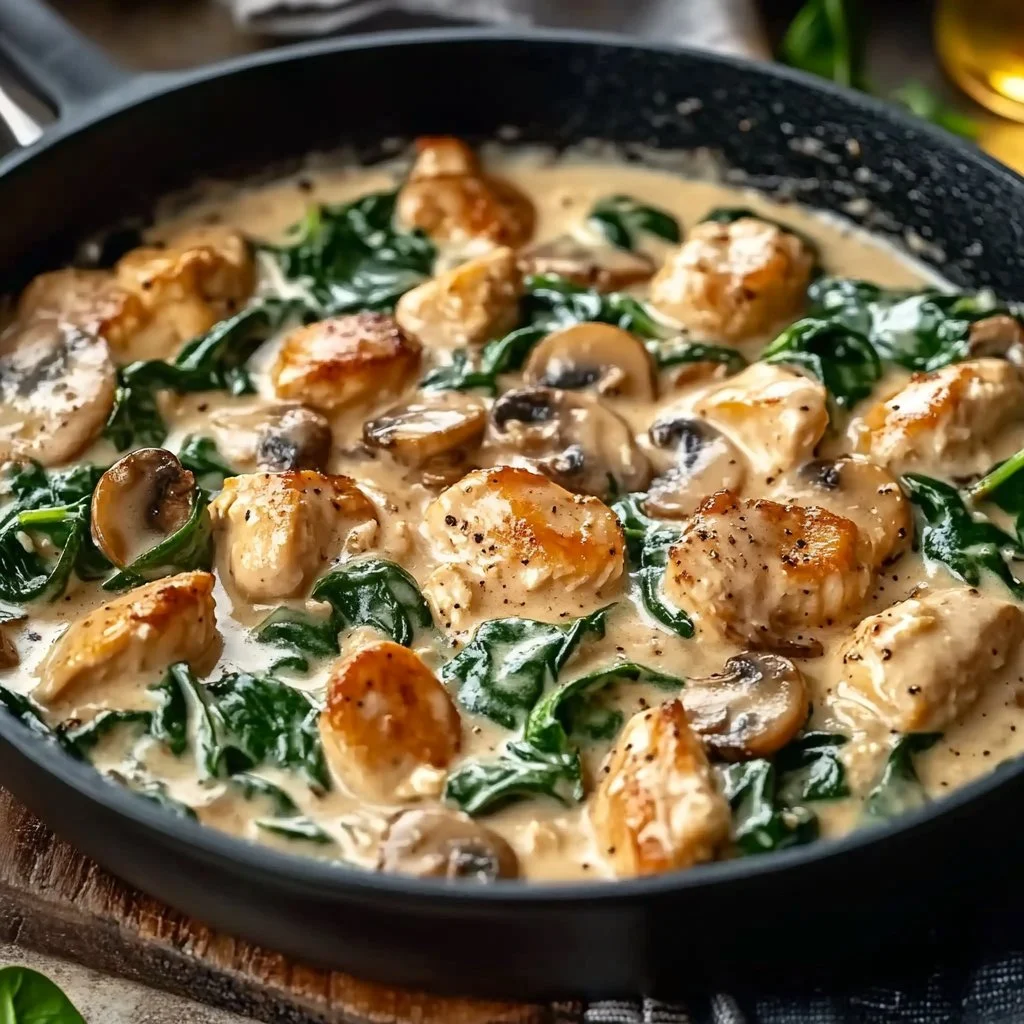 Creamy Chicken Mushroom Spinach Skillet