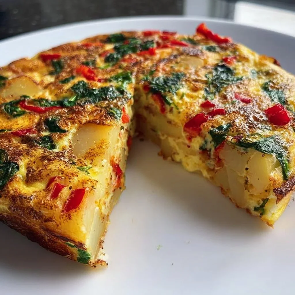 Easy Frittata with Potatoes, Red Peppers, and Spinach 4 Easy Frittata with Potatoes, Red Peppers, and Spinach