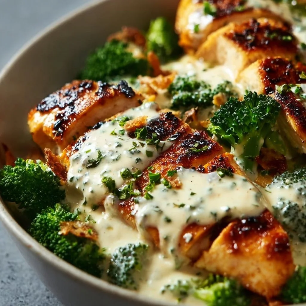 Grilled Chicken & Broccoli Bowls with Creamy Garlic Sauce 4 Grilled Chicken & Broccoli Bowls with Creamy Garlic Sauce