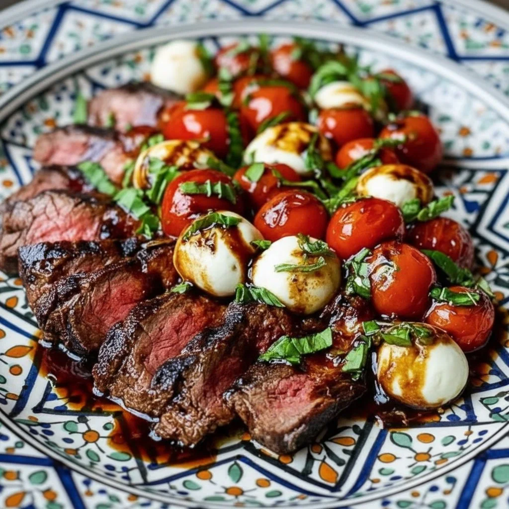 Grilled Flank Steak Caprese with Balsamic Dressing 4 Grilled Flank Steak Caprese with Balsamic Dressing