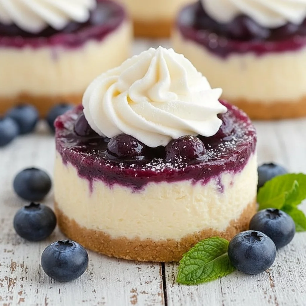 Healthy Mini Lemon Blueberry Cheesecakes