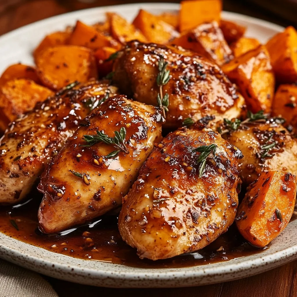 Honey Garlic Chicken with Sweet Potatoes 4 Honey Garlic Chicken with Sweet Potatoes