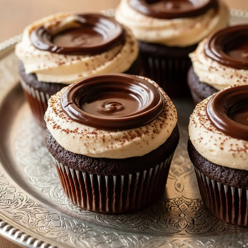 Irresistibly Decadent Chocolate Tiramisu Cupcakes You’ll Love 3 Decadent chocolate tiramisu cupcakes topped with cocoa dust and coffee cream