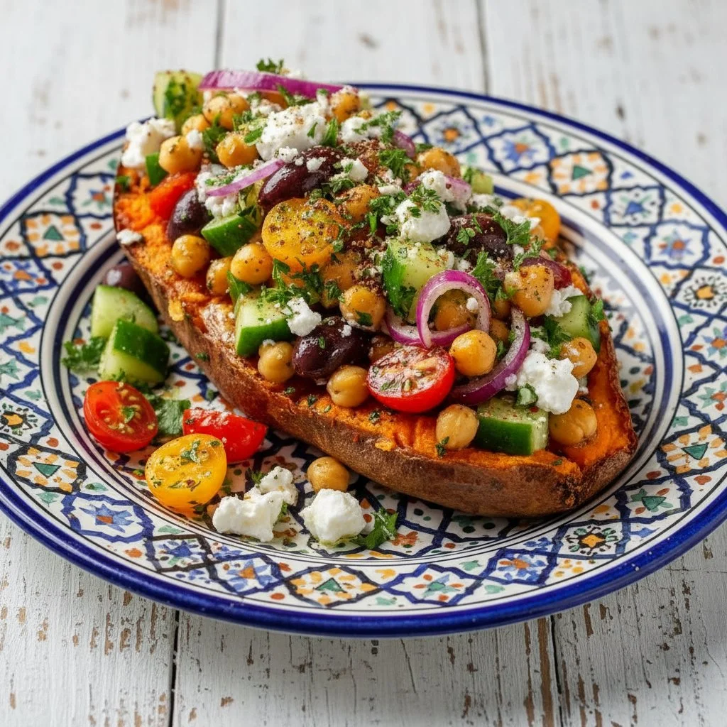 Mediterranean Stuffed Sweet Potatoes