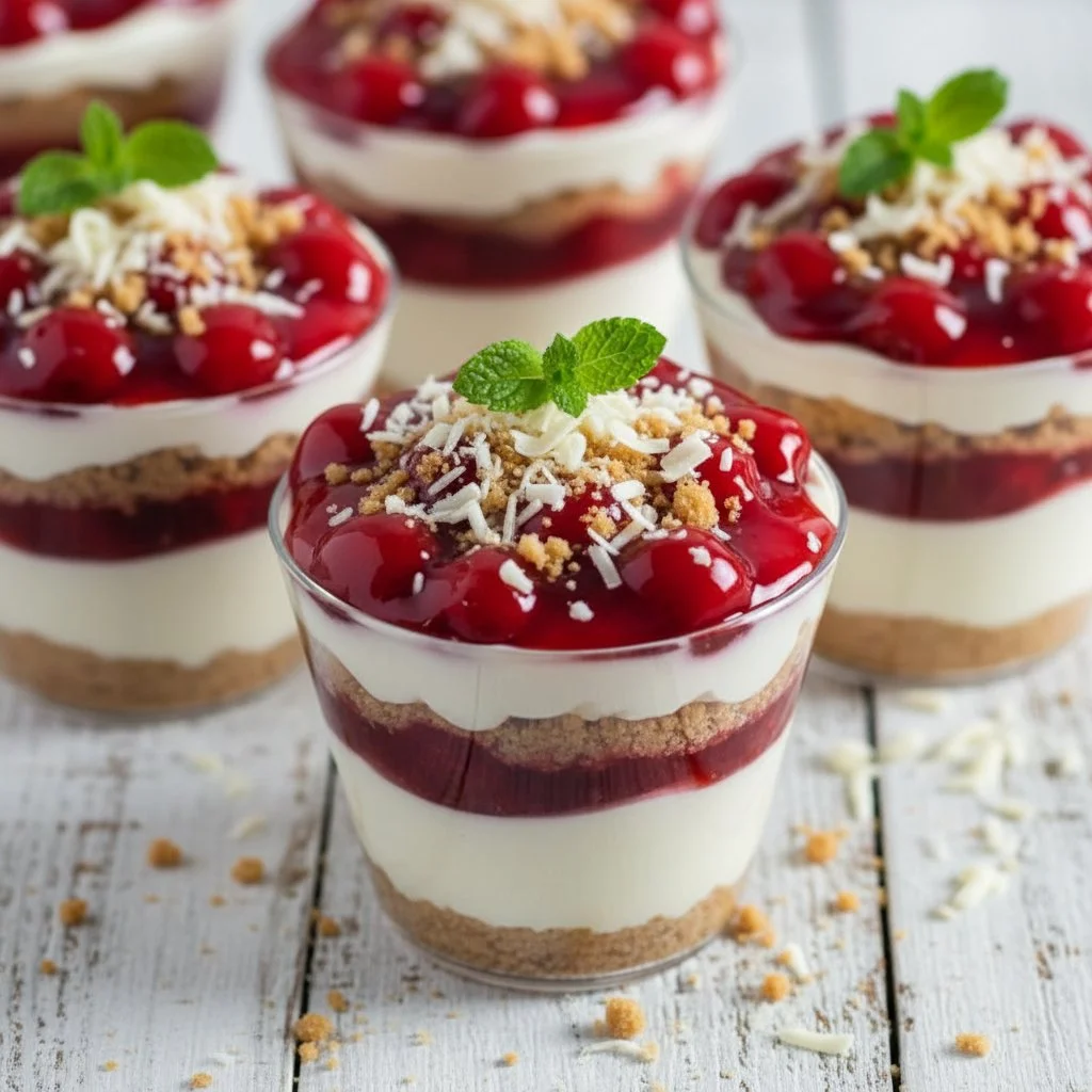 No-Bake Cheesecake Parfait 3 Delicious no-bake cheesecake parfait layered with cream and fruit