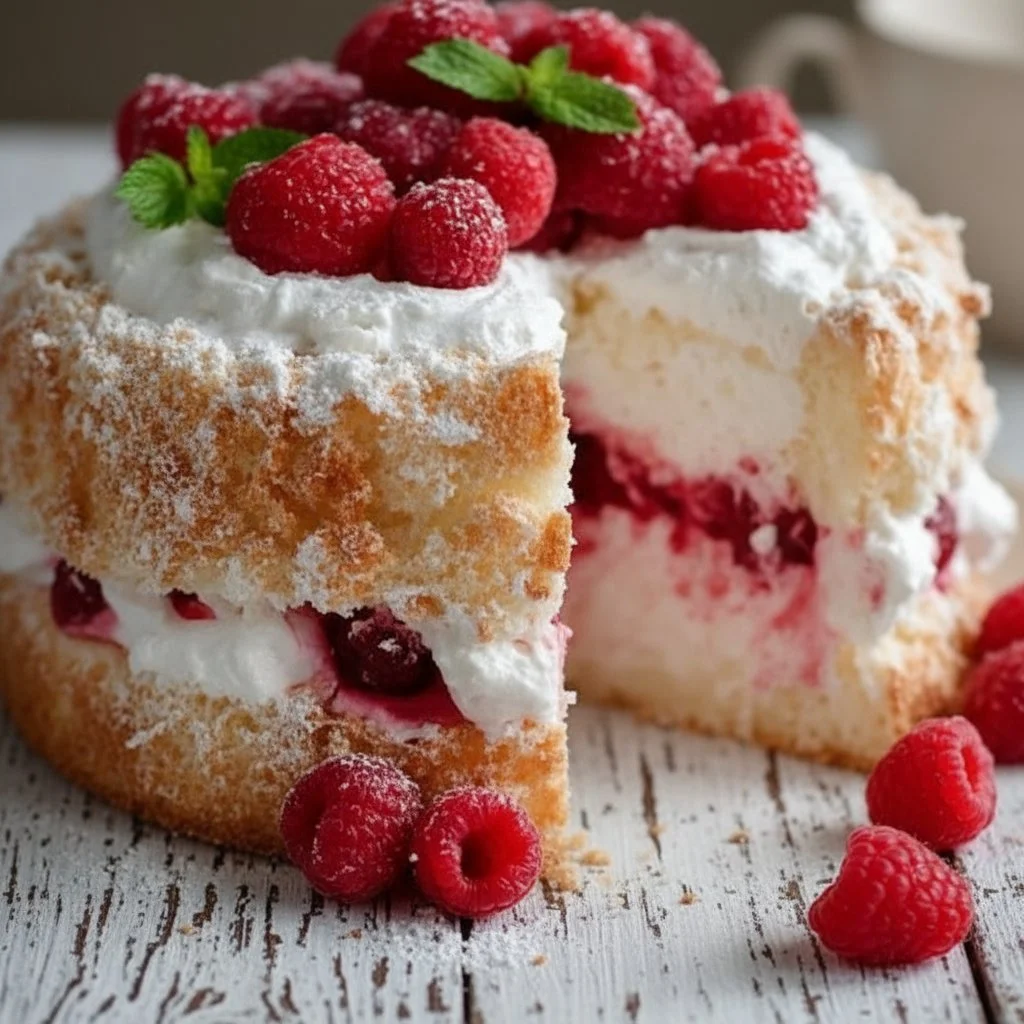Raspberry Angel Food Cake