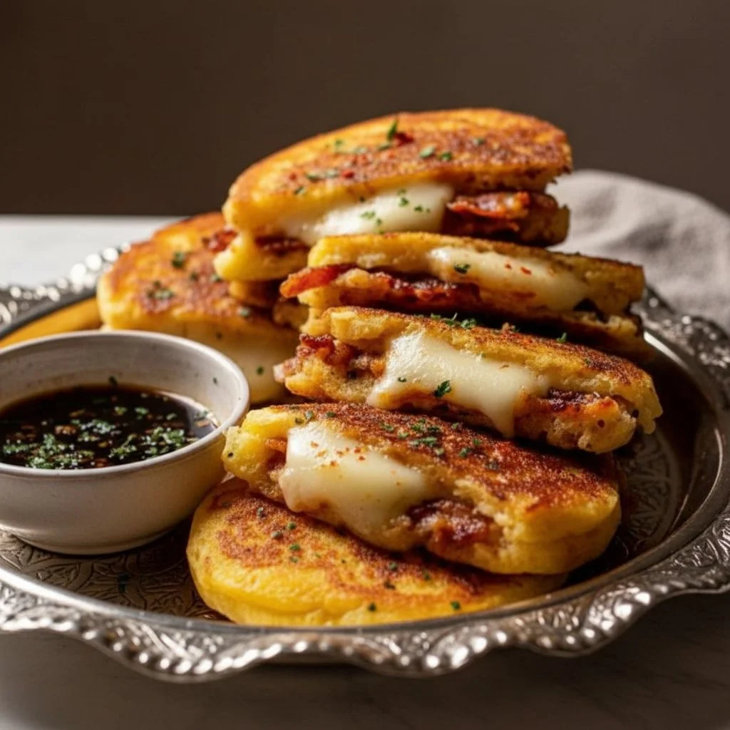 Sweet Corn Pancakes with Mozzarella 4 Sweet Corn Pancakes with Mozzarella