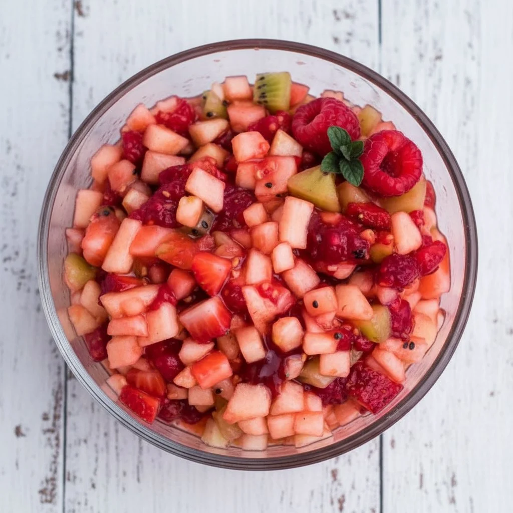 Sweet Fruit Salad with Cinnamon Sugar Tortilla Chips