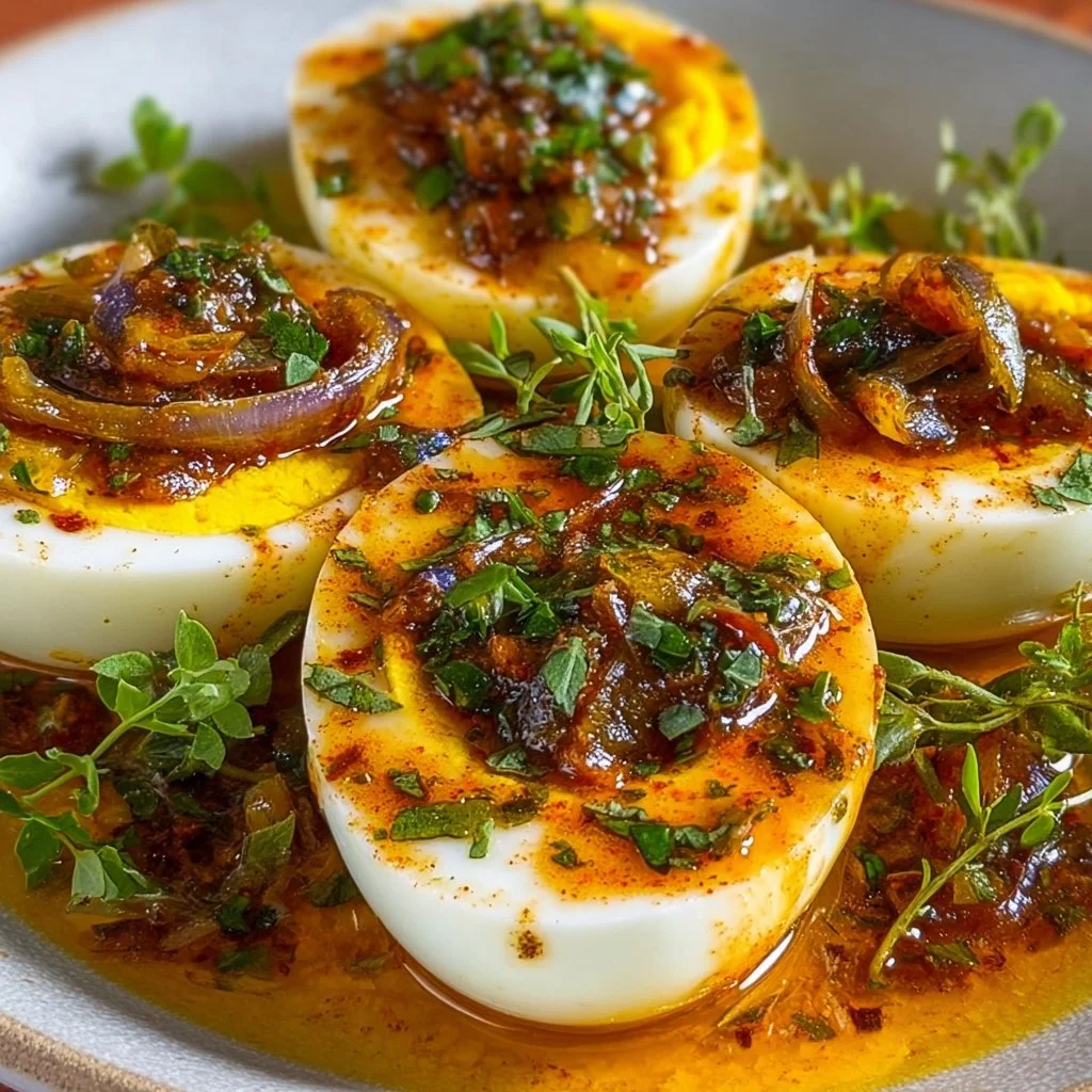 Cajun Boiled Eggs with Spicy Garlic Butter Sauce