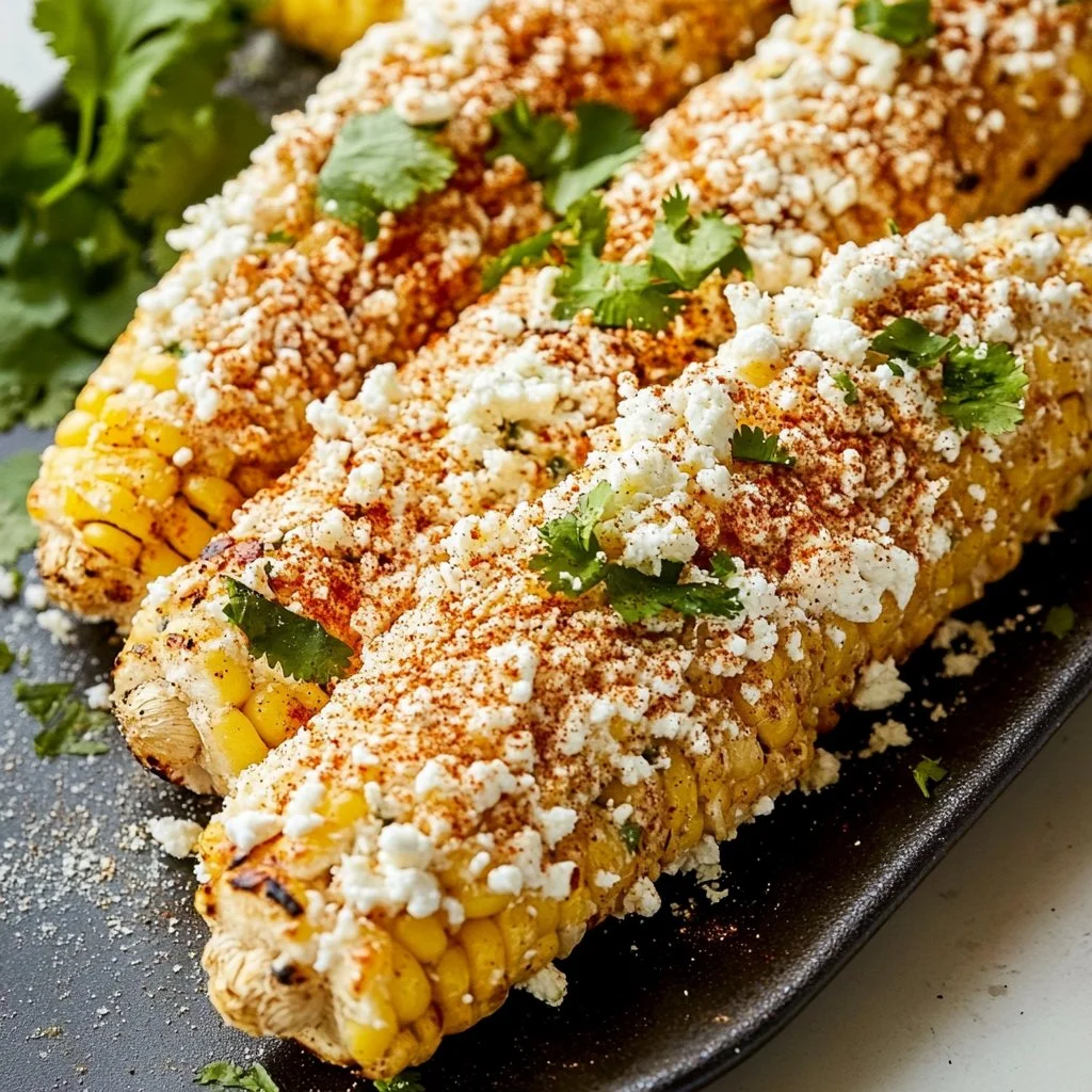 Freshly cooked corn on the cob served with butter and seasonings