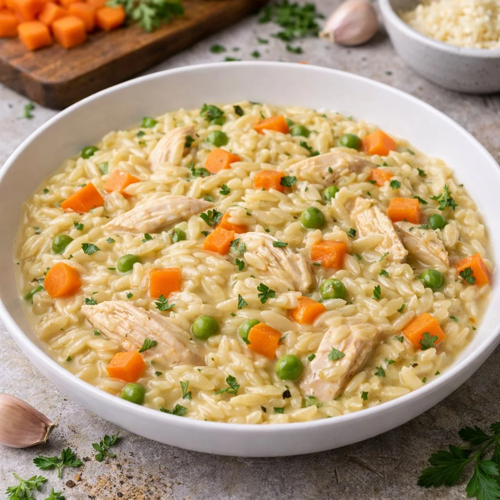 Creamy Chicken Pot Pie with Orzo