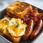 Golden French toast, fluffy eggs, crispy bacon, juicy sausages - breakfast bliss. 5 golden french toast fluffy eggs crispy bacon ju 2026 03 24 164959 1 Golden French toast, fluffy eggs, crispy bacon, juicy sausages - breakfast bliss.