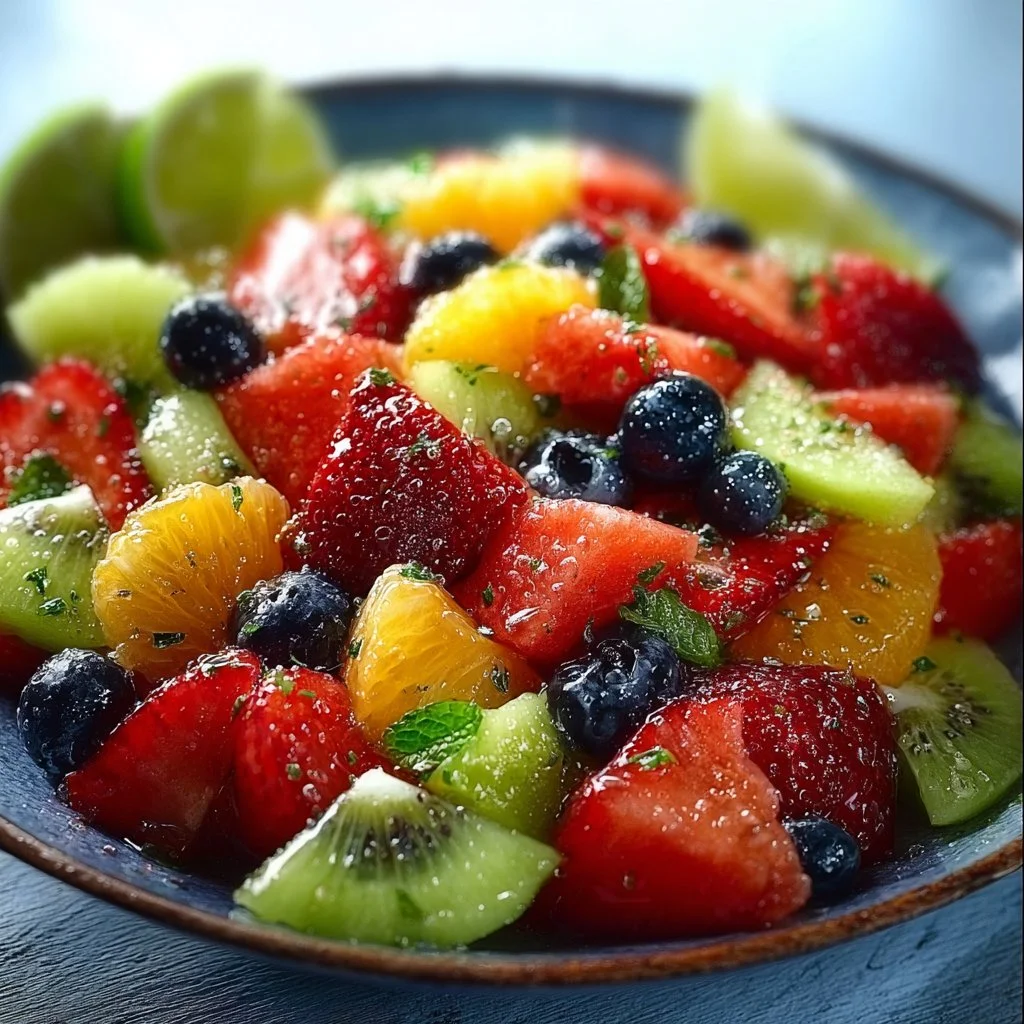 Heavenly Honey Lime Fruit Salad 3 Colorful honey lime fruit salad with a drizzle of honey and lime dressing