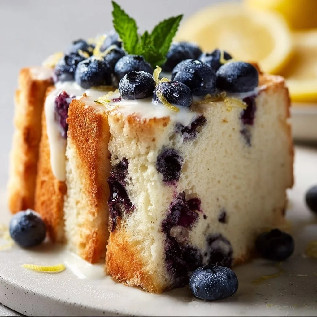 Heavenly Moist Blueberry Lemon Angel Food Cake