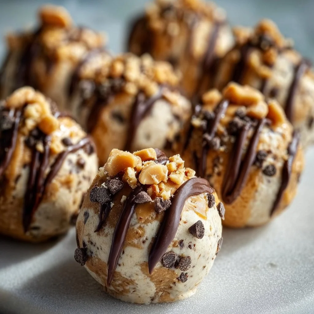 High protein frozen peanut butter Greek yogurt bites on a plate