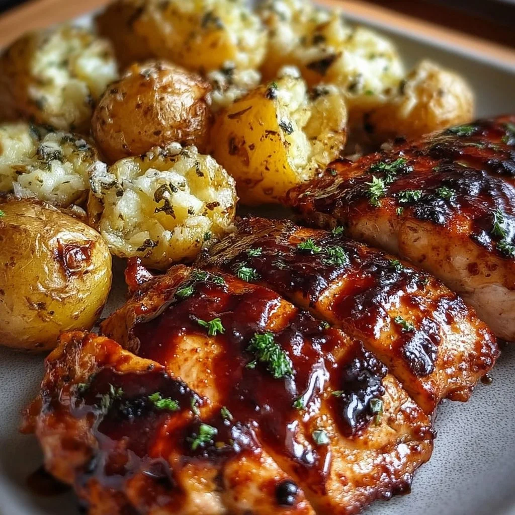 Honey BBQ Chicken with Garlic Parmesan Potatoes 4 Honey BBQ Chicken with Garlic Parmesan Potatoes