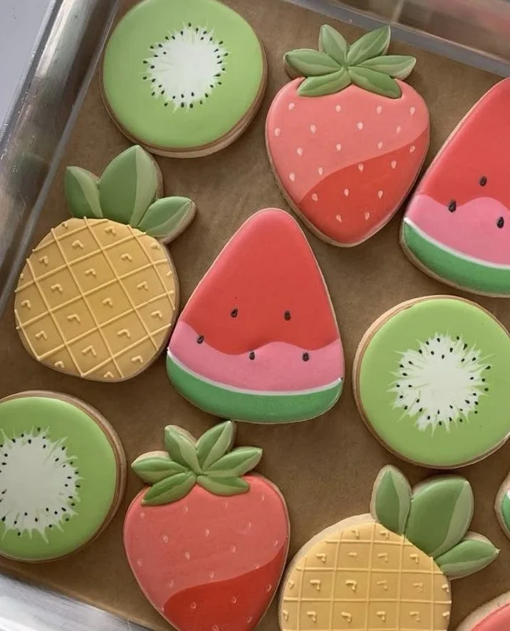 Beautifully decorated summer sugar cookies with royal icing by Jeanette Eder