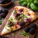 Blackberry Basil Ricotta Pizza topped with fresh berries and herbs