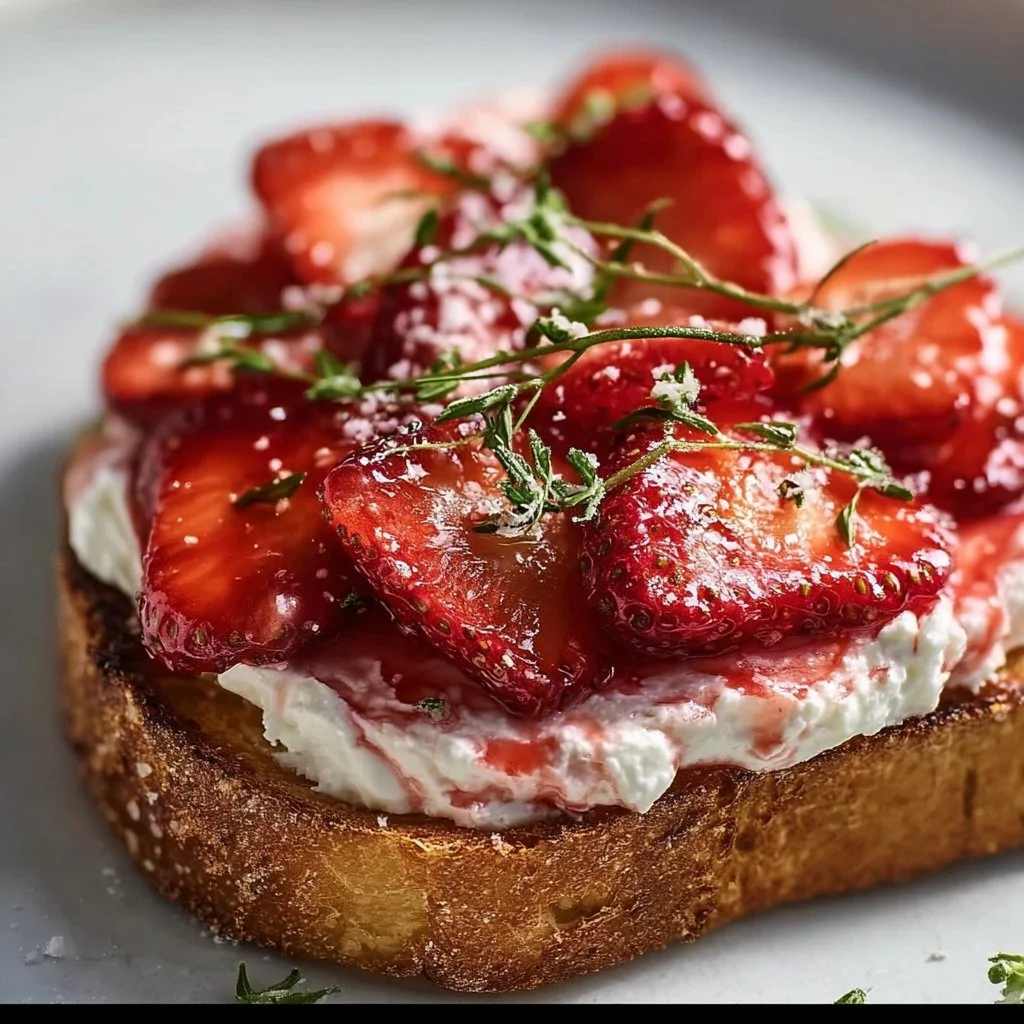 Roasted Strawberry Whipped Ricotta Toast