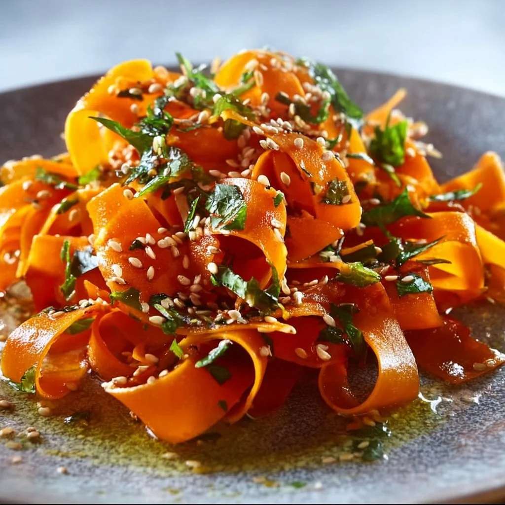 Sesame Ginger Carrot Ribbon Salad