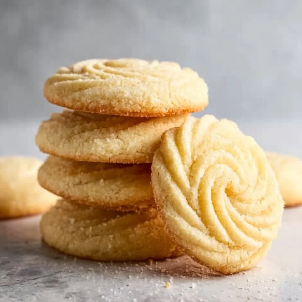 Freshly baked soft butter cookies on a cooling rack.