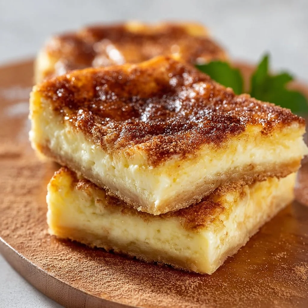 Delicious Sopapilla Cheesecake Bars served on a plate, showcasing their golden crust.