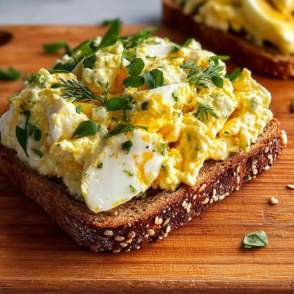 Delicious cottage cheese egg salad sandwich served on whole grain bread.