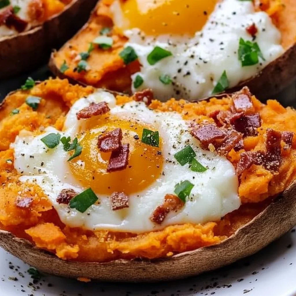 Deliciously prepared breakfast sweet potato with toppings