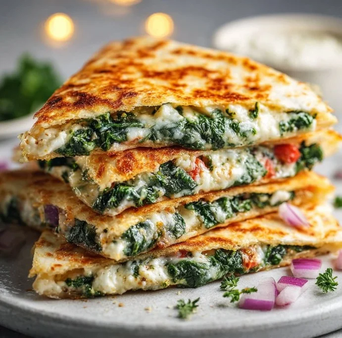 Crispy Spinach Feta Quesadillas – A Healthy Mediterranean Dinner Favorite