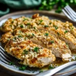 Easy Crockpot Garlic Parmesan Chicken dish in a crockpot