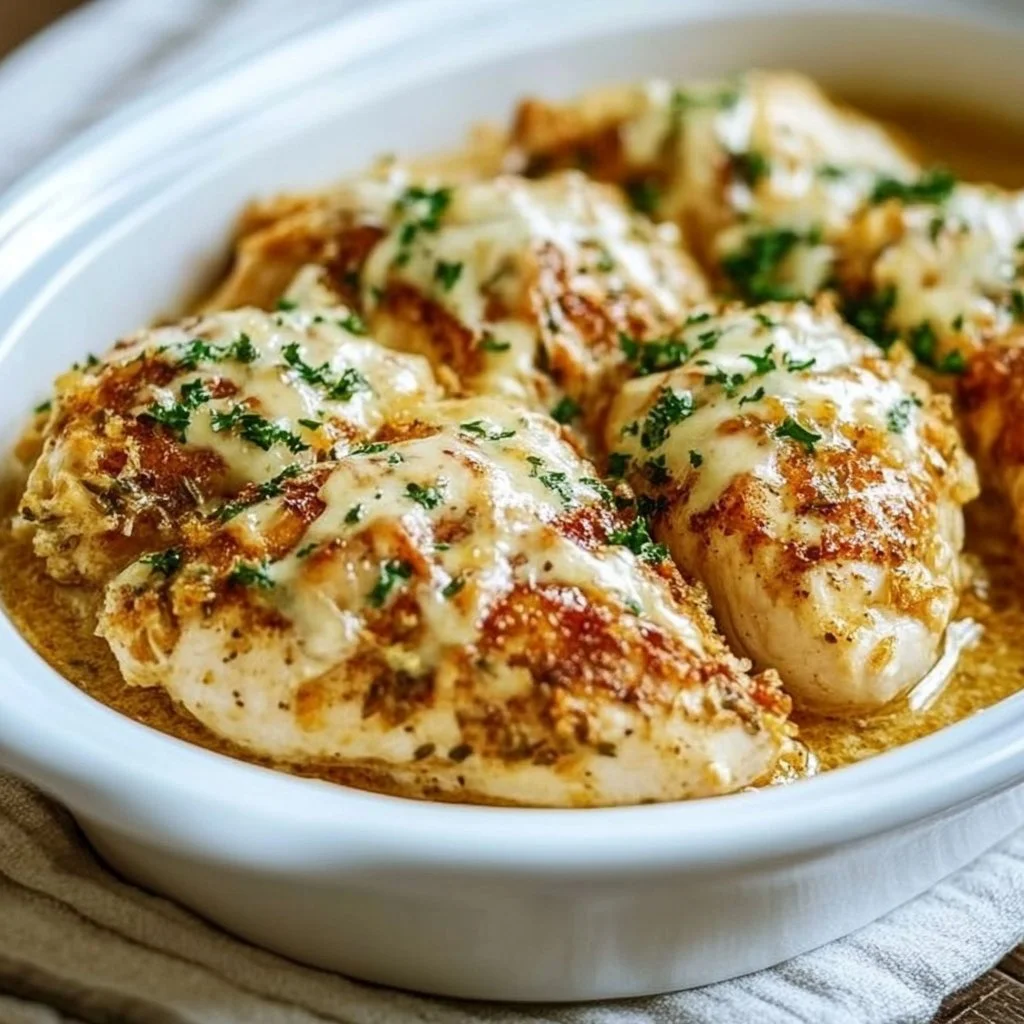 Easy Crockpot Garlic Parmesan Chicken