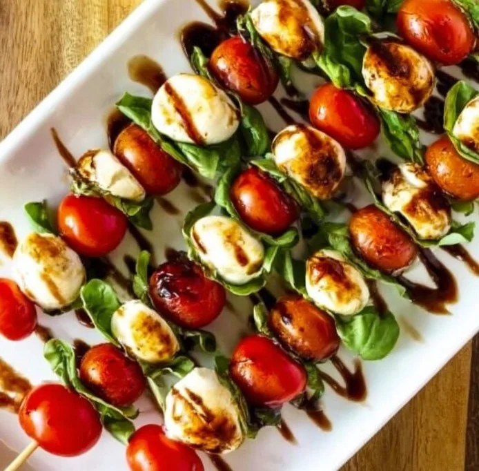 Grilled Caprese Skewers with Fresh Mozzarella and Cherry Tomatoes