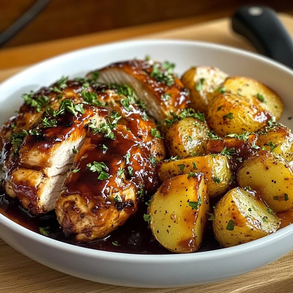 Honey BBQ Chicken Potatoes served on a plate